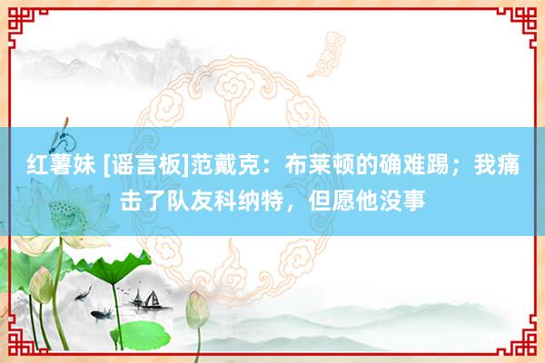 红薯妹 [谣言板]范戴克：布莱顿的确难踢；我痛击了队友科纳特，但愿他没事