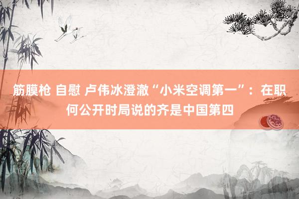 筋膜枪 自慰 卢伟冰澄澈“小米空调第一”：在职何公开时局说的齐是中国第四