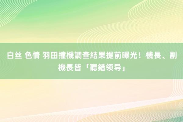 白丝 色情 羽田撞機調查結果提前曝光！　機長、副機長皆「聽錯领导」