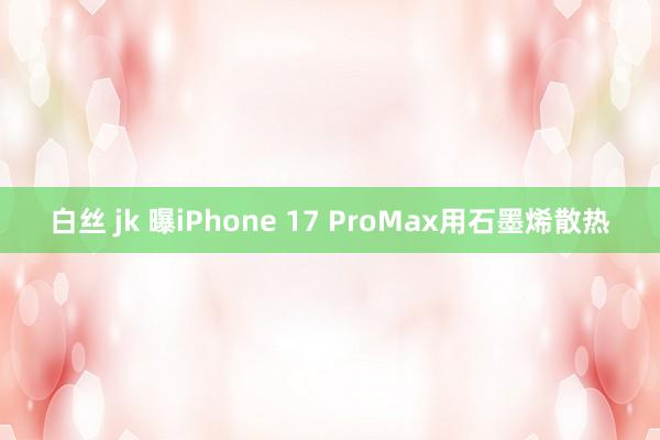 白丝 jk 曝iPhone 17 ProMax用石墨烯散热