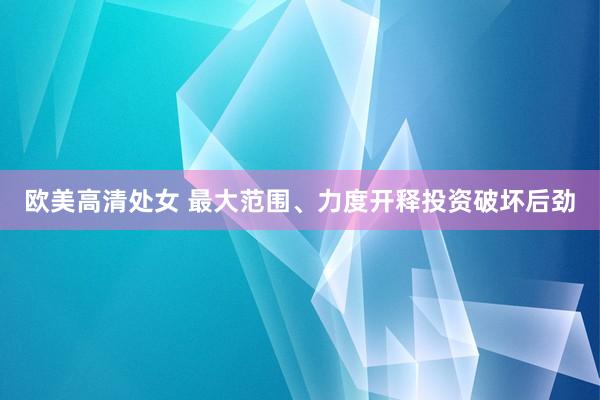欧美高清处女 最大范围、力度开释投资破坏后劲