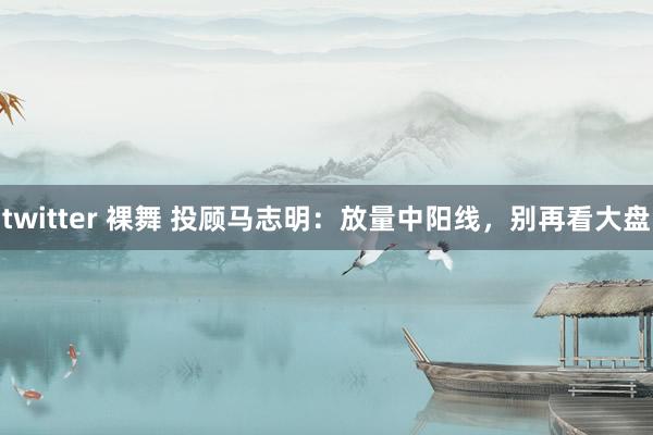 twitter 裸舞 投顾马志明：放量中阳线，别再看大盘