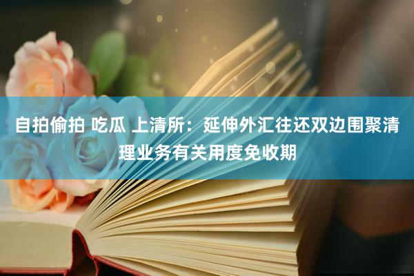 自拍偷拍 吃瓜 上清所：延伸外汇往还双边围聚清理业务有关用度免收期